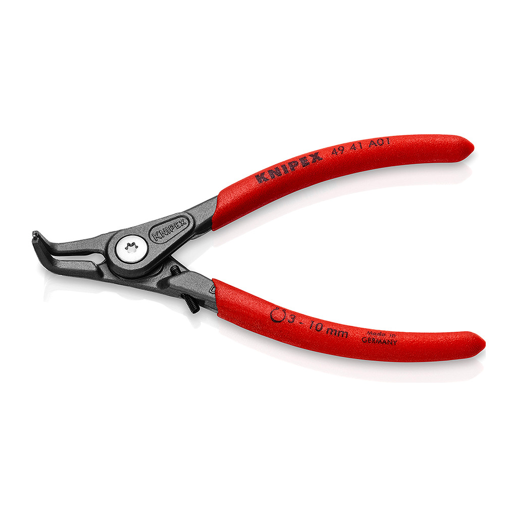 Knipex 49 41 A01 - Presné kliešte na poistné krúžky pre vonkajšie poistné krúžky na hriadeľoch s protišmykovým plastovým povrchom šedá atramentizovaná 130 mm