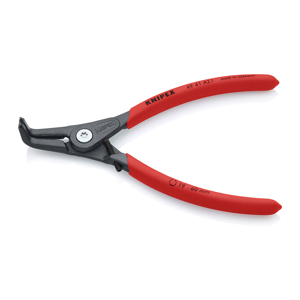 Knipex 49 41 A21 - Presné kliešte na poistné krúžky pre vonkajšie poistné krúžky na hriadeľoch s protišmykovým plastovým povrchom šedá atramentizovaná 165 mm