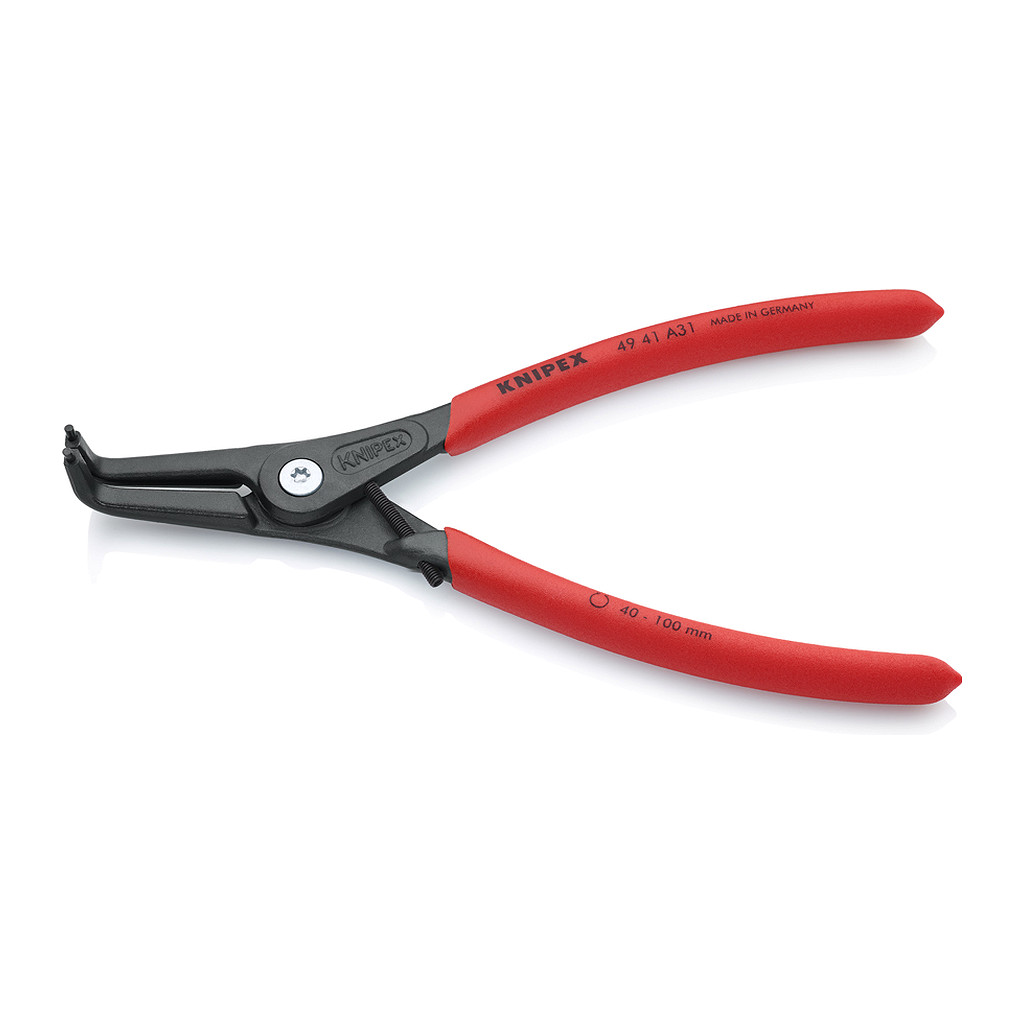 Knipex 49 41 A31 - Presné kliešte na poistné krúžky pre vonkajšie poistné krúžky na hriadeľoch s protišmykovým plastovým povrchom šedá atramentizovaná 210 mm