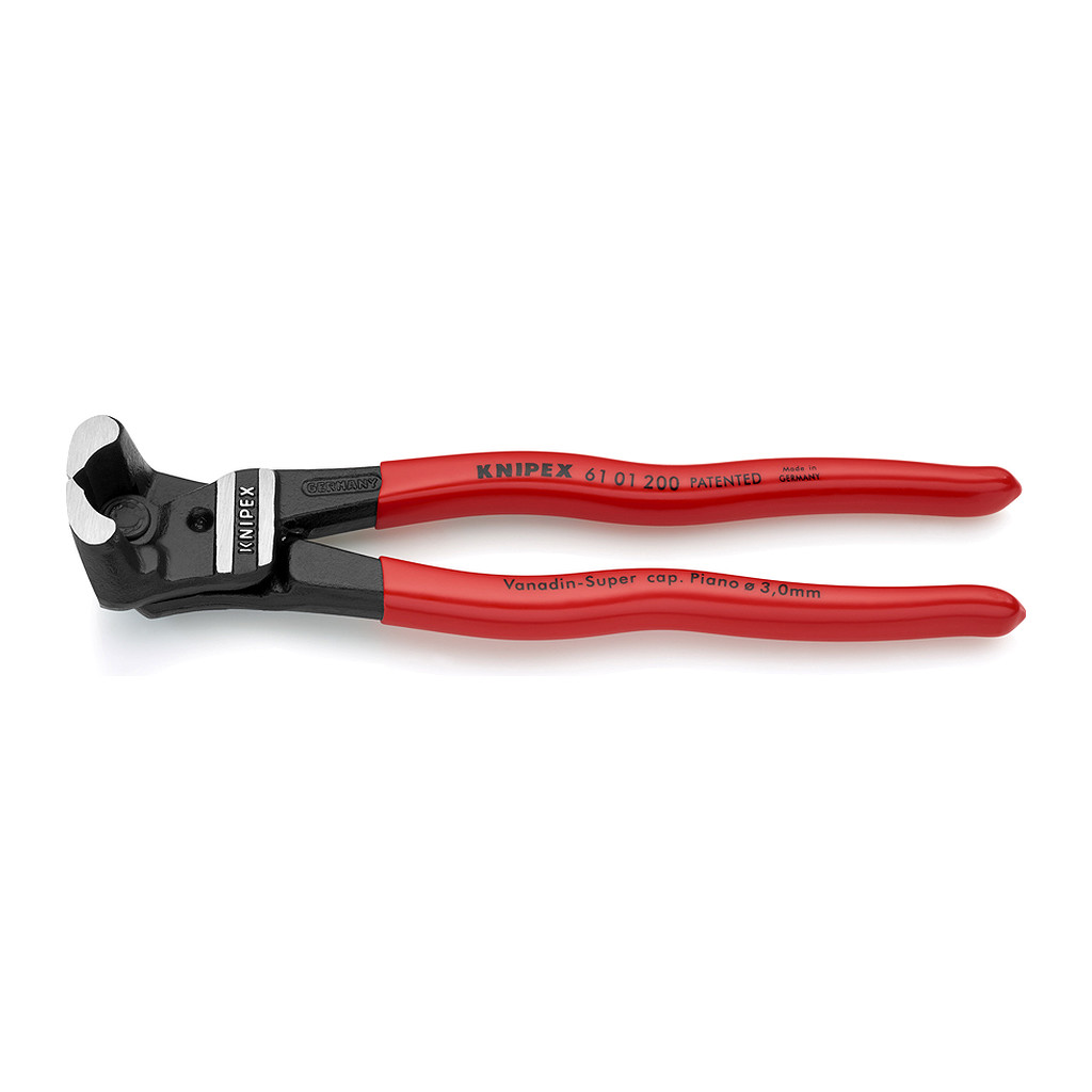 Knipex 61 01 200 - Čelné pákové cvikacie kliešte vysoký pákový prevod poplastované čierne atramentované 200 mm