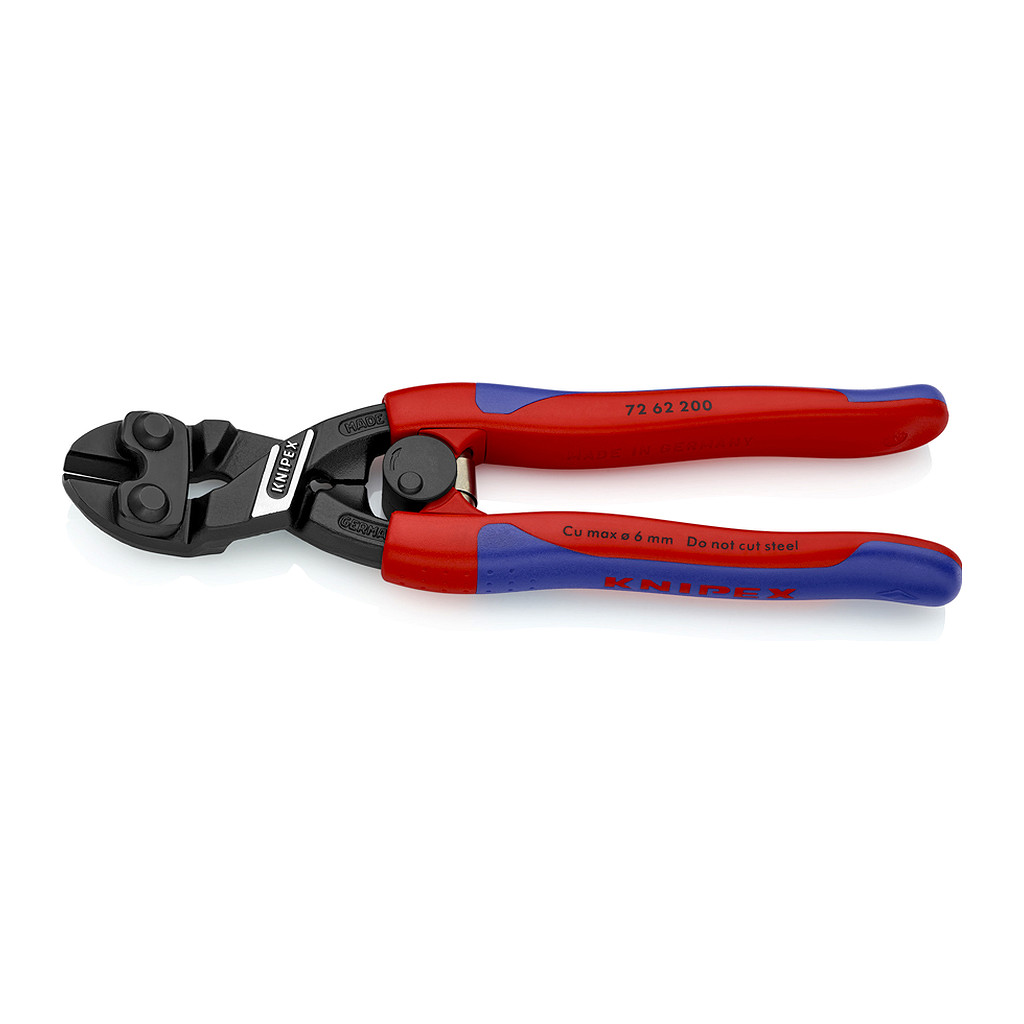 Knipex 72 62 200 - Rezák s hladkým rezom s veľkou pákovou silou pre mäkký kov a plast so štíhlymi multi-komponentnými úchopmi čierne atramentované 200 mm