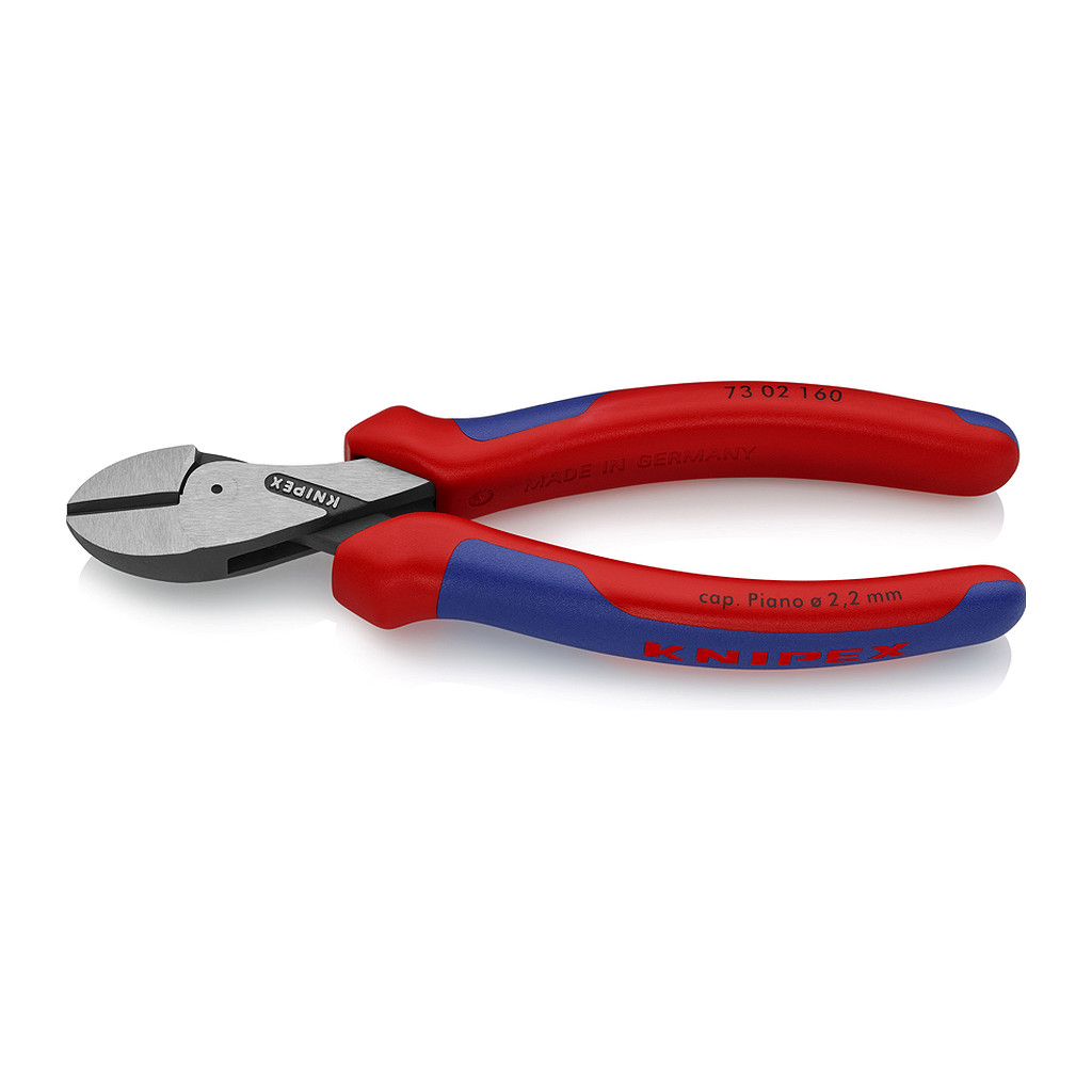 Knipex 73 02 160 - X-Cut® Kompaktné bočné cvikacie kliešte vysoký pákový prevod s multi-komponentnými úchopmi čierne atramentované 160 mm