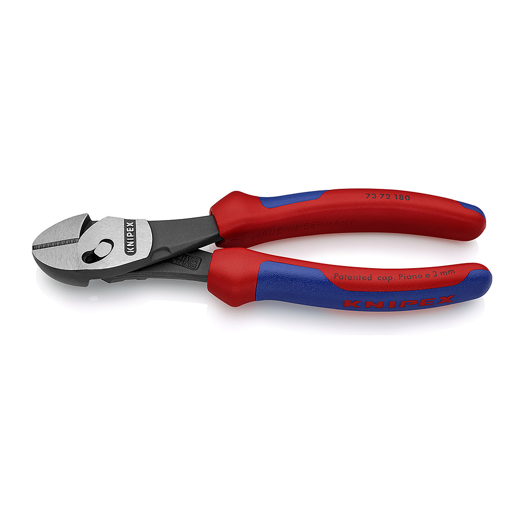 Knipex 73 72 180 - TwinForce® Vysokovýkonné bočné cvikacie kliešte s multi-komponentnými úchopmi čierne atramentované 180 mm