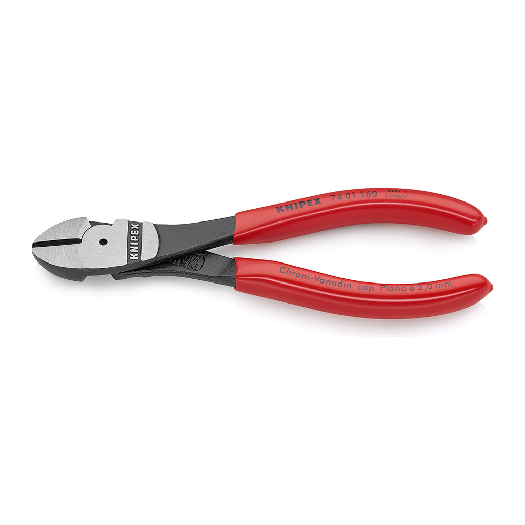 Knipex 74 01 160 - Bočné cvikacie kliešte s veľkou pákovou silou poplastované čierne atramentované 160 mm