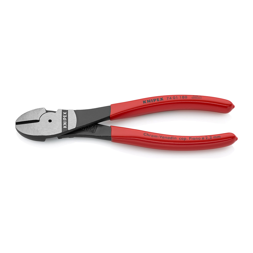 Knipex 74 01 180 - Bočné cvikacie kliešte s veľkou pákovou silou poplastované čierne atramentované 180 mm