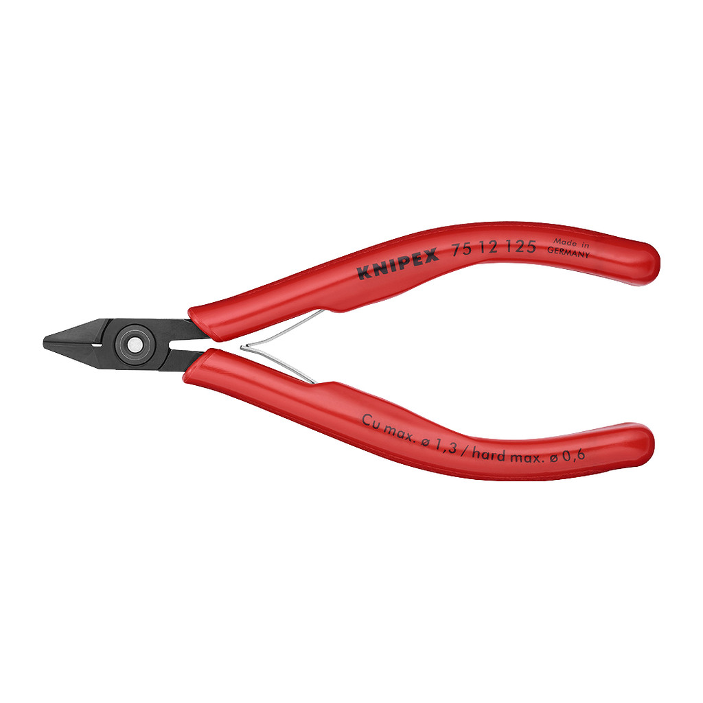 Knipex 75 12 125 - bočné cvikacie kliešte pre elektroniku s plastovými úchopovými zónami leštené 125 mm