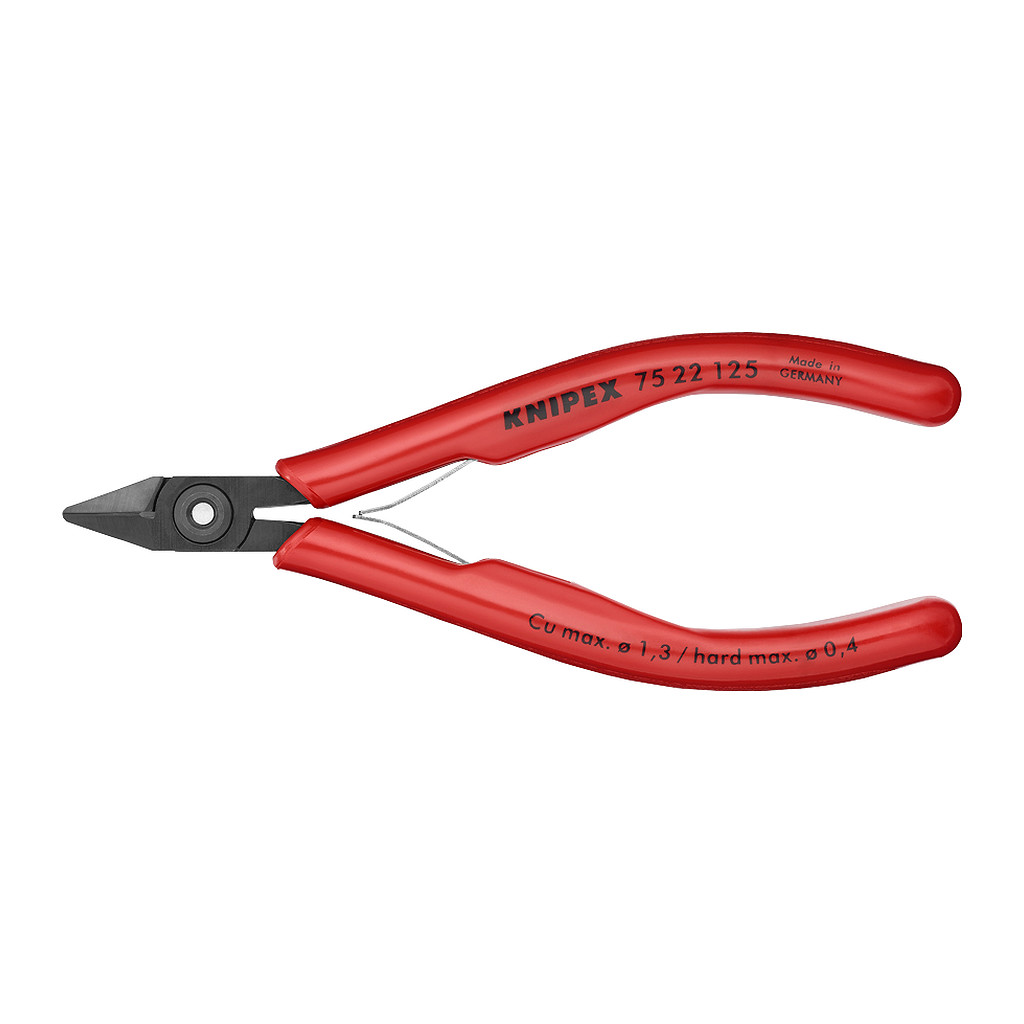 Knipex 75 22 125 - bočné cvikacie kliešte pre elektroniku s plastovými úchopovými zónami leštené 125 mm