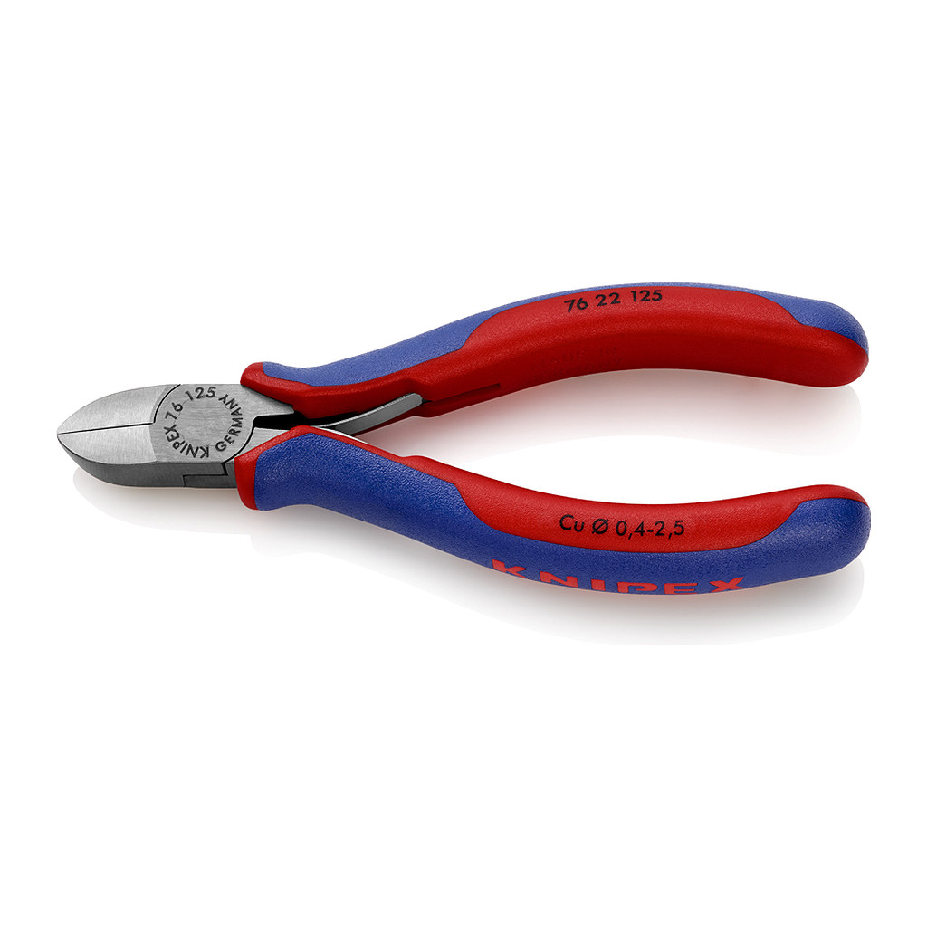 Knipex 76 22 125 - Bočné cvikacie kliešte pre elektromechanikov s multi-komponentnými úchopmi čierne atramentované 125 mm