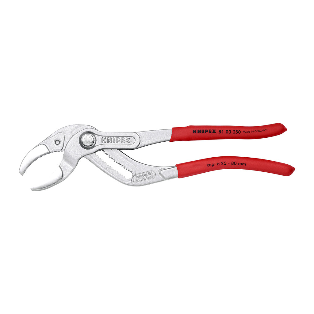 Knipex 81 03 250 - Kliešte na sifóny a konektory s protišmykovým plastovým povrchom pochrómované 250 mm