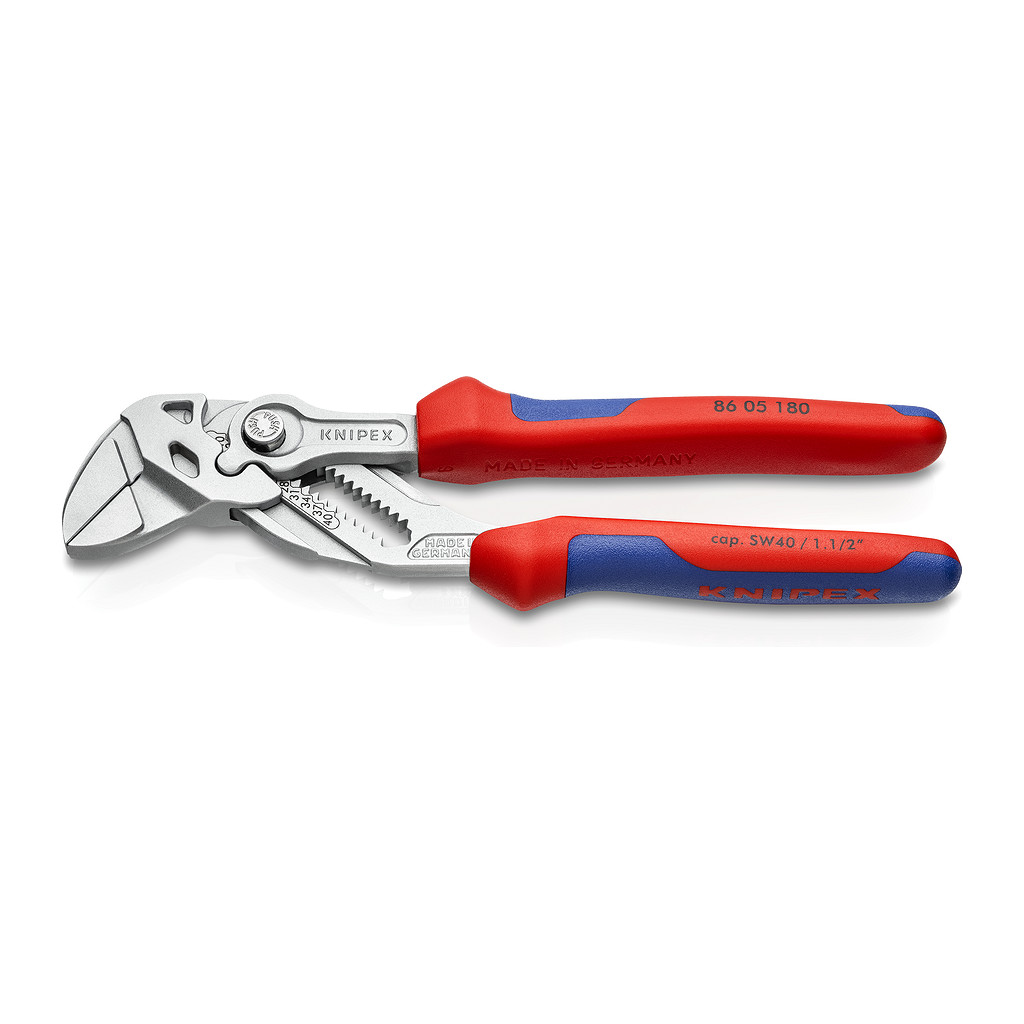 Knipex 86 05 180 - Kliešťové kľúče Kliešte a kľúč v jednom náradí s multi-komponentnými úchopmi pochrómované 180 mm