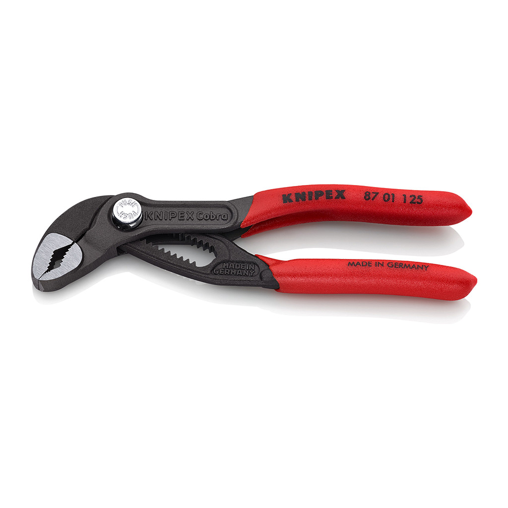 Knipex 87 01 125 - Cobra® Hightech kliešte na vodné čerpadlá s protišmykovým plastovým povrchom šedá atramentizovaná 125 mm