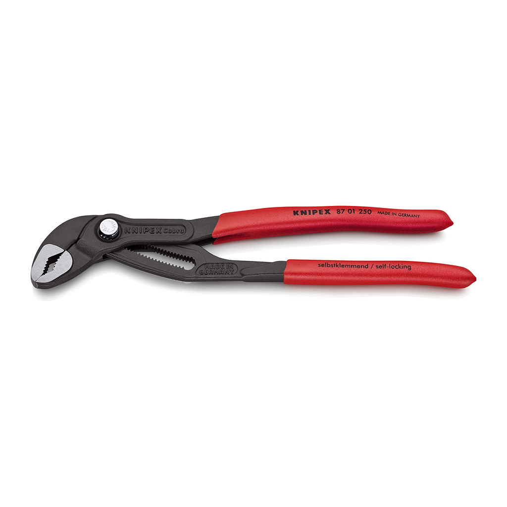 Knipex 87 01 250 - Cobra® Hightech kliešte na vodné čerpadlá s protišmykovým plastovým povrchom šedá atramentizovaná 250 mm