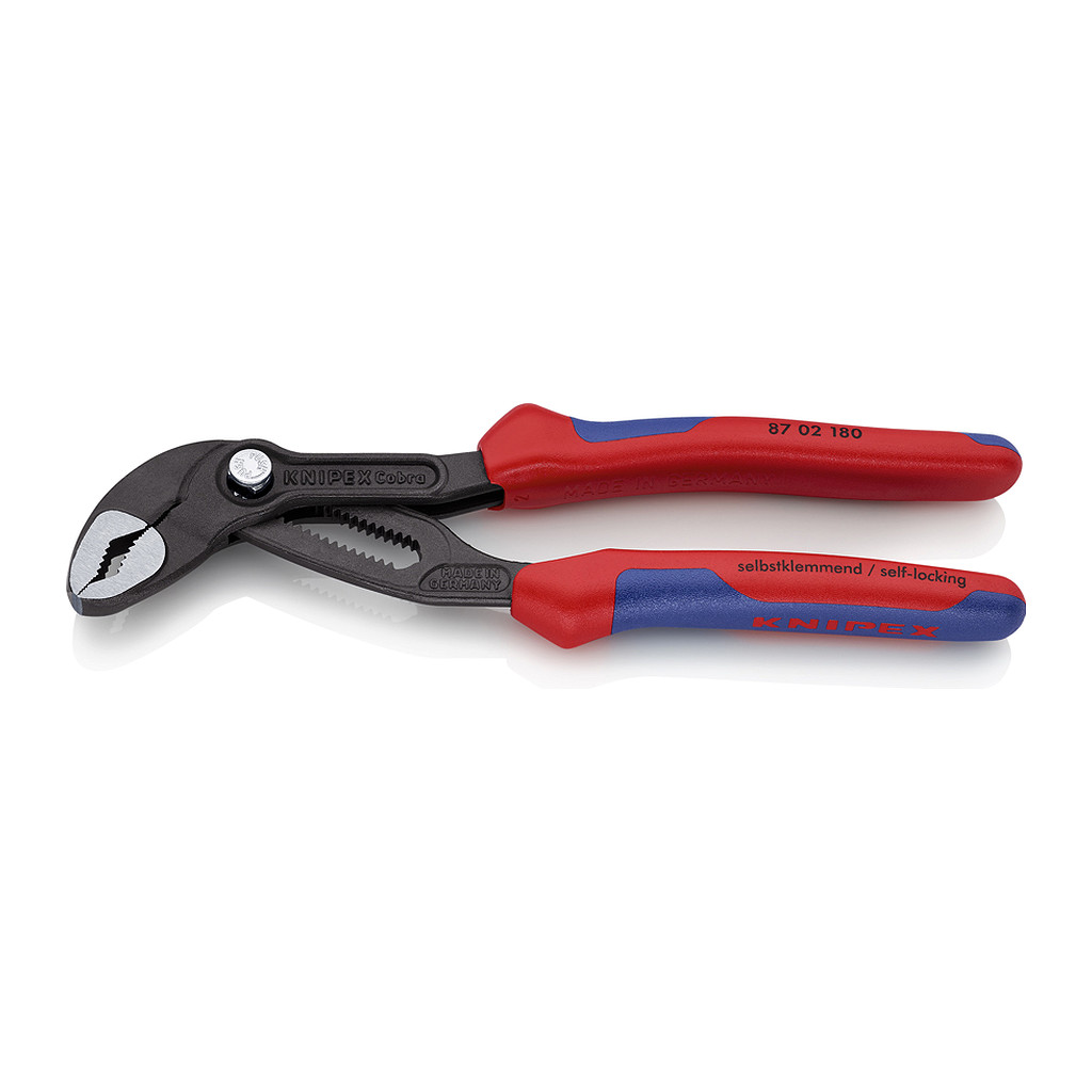 Knipex 87 02 180 - Cobra® Hightech kliešte na vodné čerpadlá s multi-komponentnými úchopmi šedá atramentizovaná 180 mm