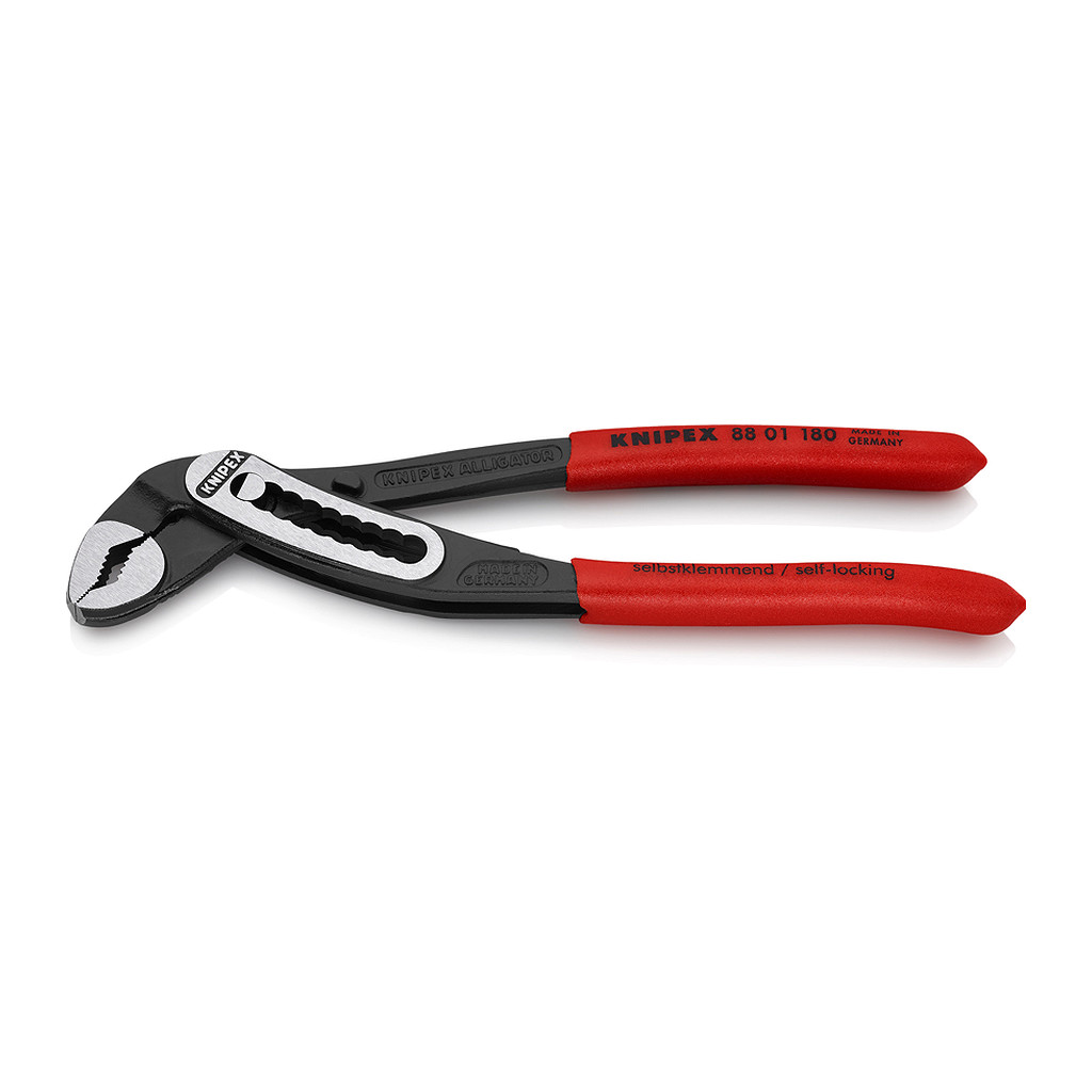 Knipex 88 01 180 - Alligator® Kliešte na vodné čerpadlá s protišmykovým plastovým povrchom čierne atramentované 180 mm