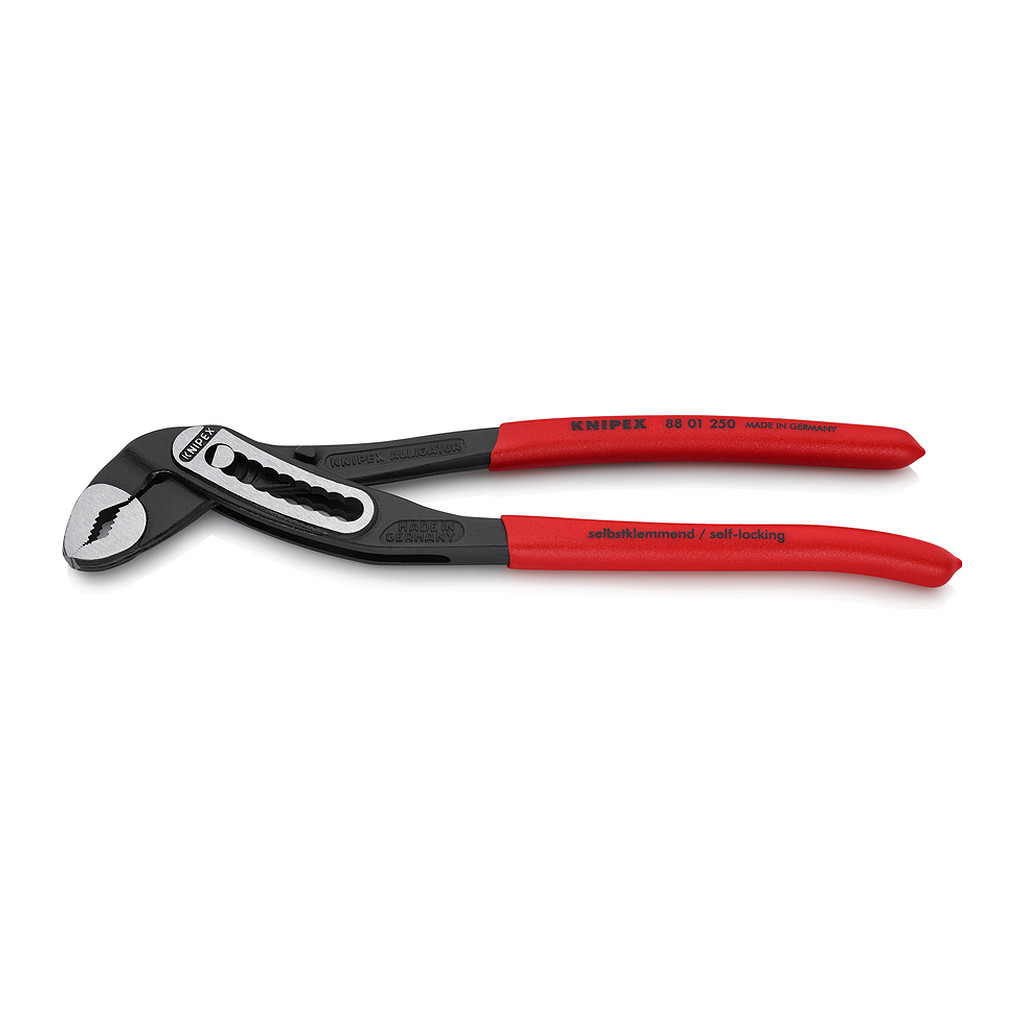 Knipex 88 01 250 - Alligator® Kliešte na vodné čerpadlá s protišmykovým plastovým povrchom čierne atramentované 250 mm