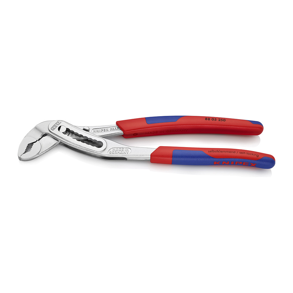 Knipex 88 05 250 - Alligator® Kliešte na vodné čerpadlá so štíhlymi multi-komponentnými úchopmi pochrómované 250 mm