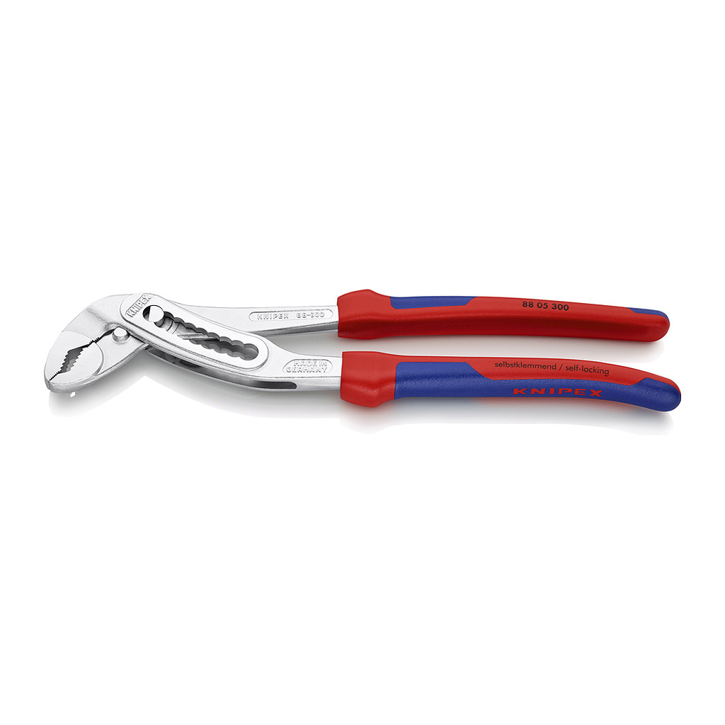 Knipex 88 05 300 - Alligator® Kliešte na vodné čerpadlá s multi-komponentnými úchopmi pochrómované 300 mm