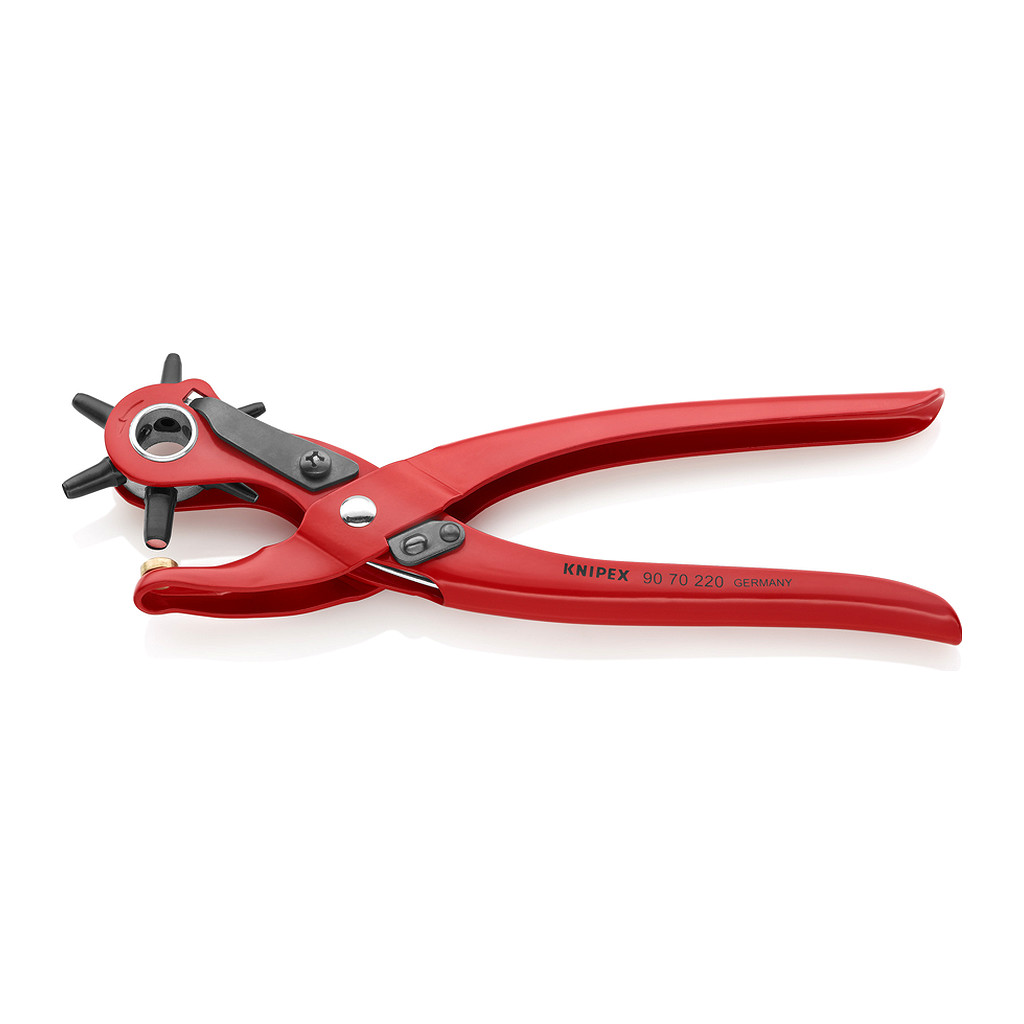 Knipex 90 70 220 - Otočné dierovacie kliešte popráškované na červeno 220 mm