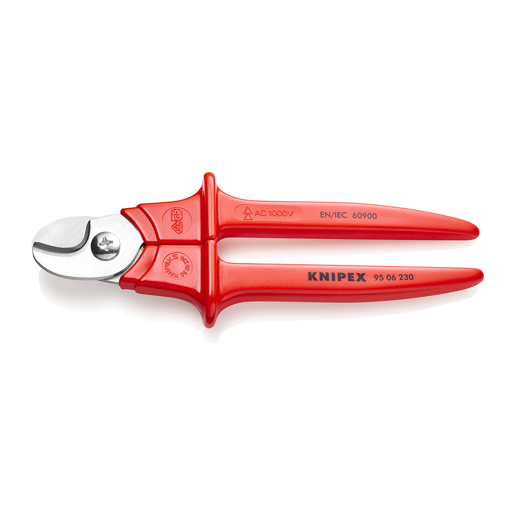 Knipex 95 06 230 - Nožnice na káble rukoväte poplastované plastovo izolované, VDE testované 230 mm