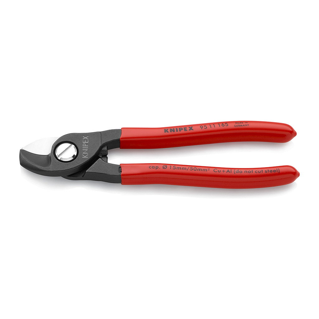 Knipex 95 11 165 - Nožnice na káble poplastované leštené 165 mm