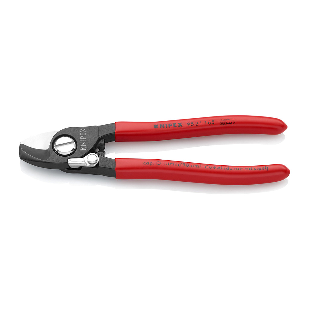 Knipex 95 21 165 - Nožnice na káble s otváracou pružinou poplastované leštené 165 mm