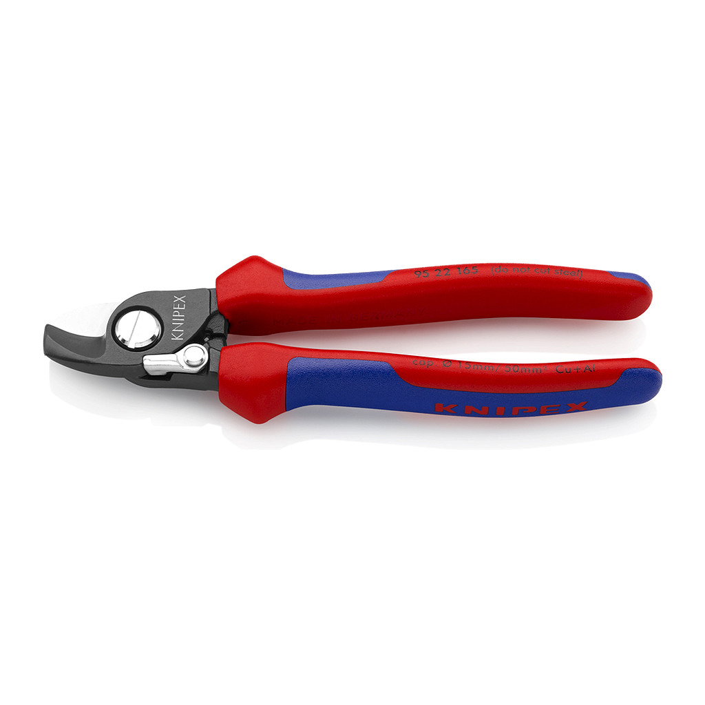 Knipex 95 22 165 - Nožnice na káble s otváracou pružinou s multi-komponentnými úchopmi leštené 165 mm