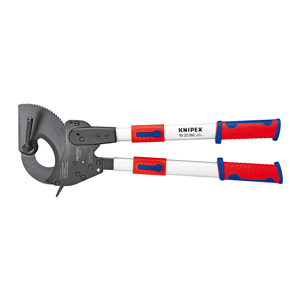 Knipex 95 32 060 - Kliešte na káble (račňový mechanizmus) s teleskopickými rukoväťami s multi-komponentnými úchopmi 630 mm