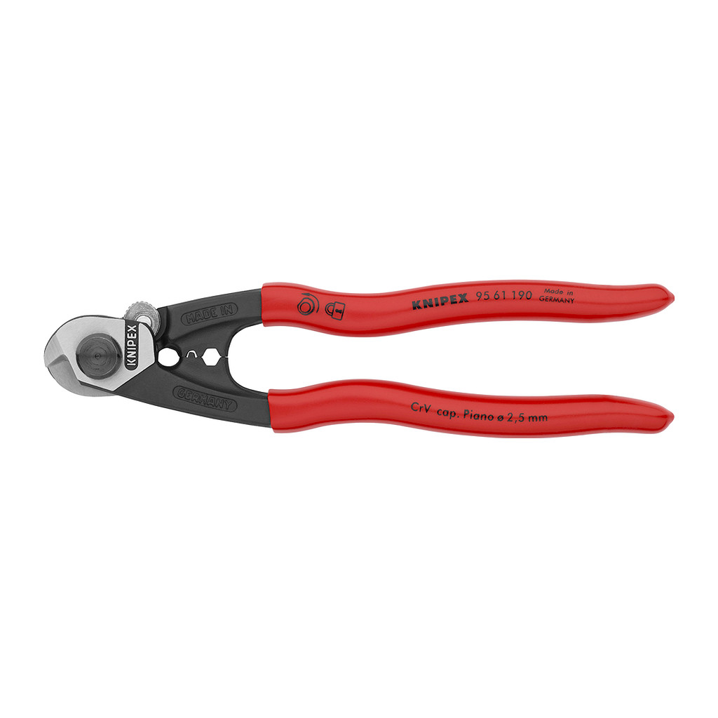 Knipex 95 61 190 - Nožnice na oceľové lanká kované poplastované 190 mm