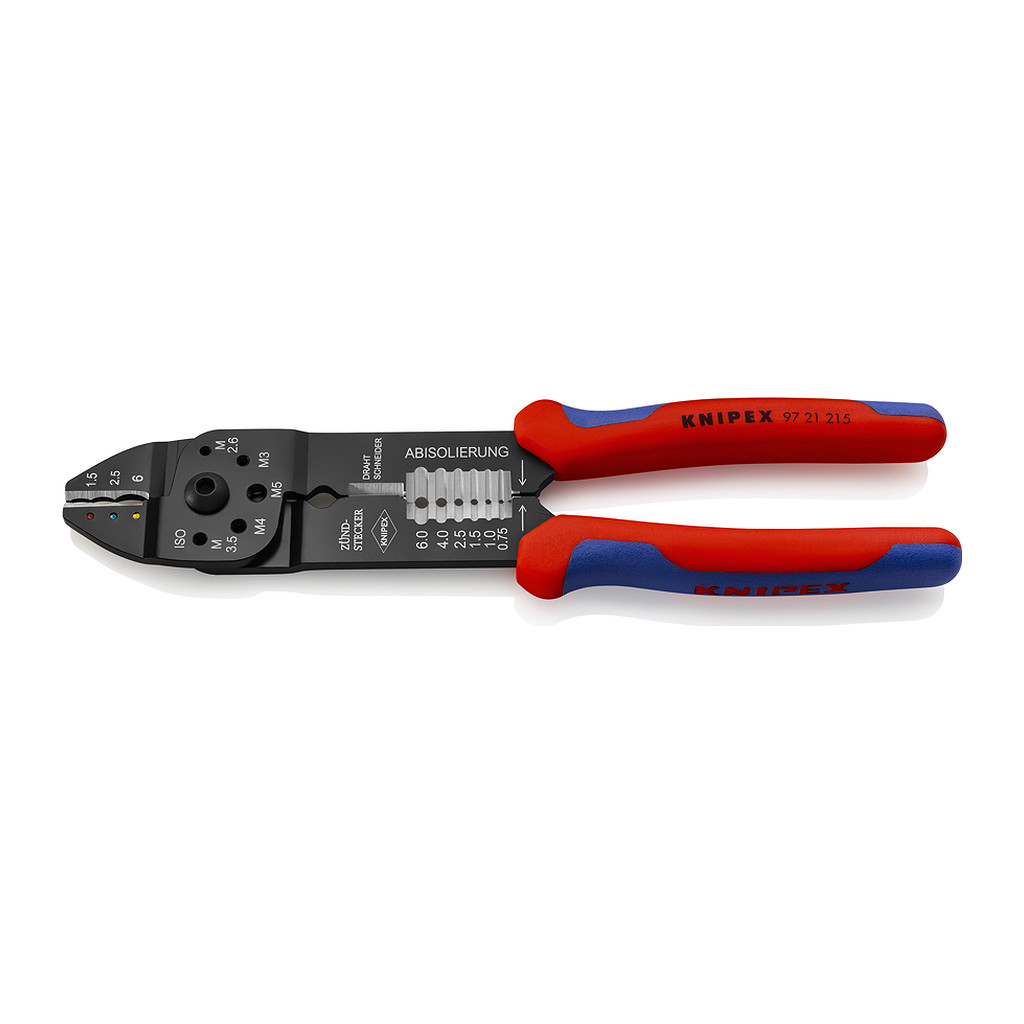 Knipex 97 21 215 - Lisovacie kliešte s multi-komponentnými úchopmi čierne lakované 230 mm