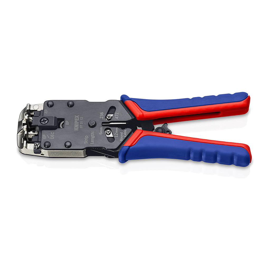 Knipex 97 51 12 - Lisovacie kliešte pre Western konektory s multi-komponentnými úchopmi leštené 200 mm