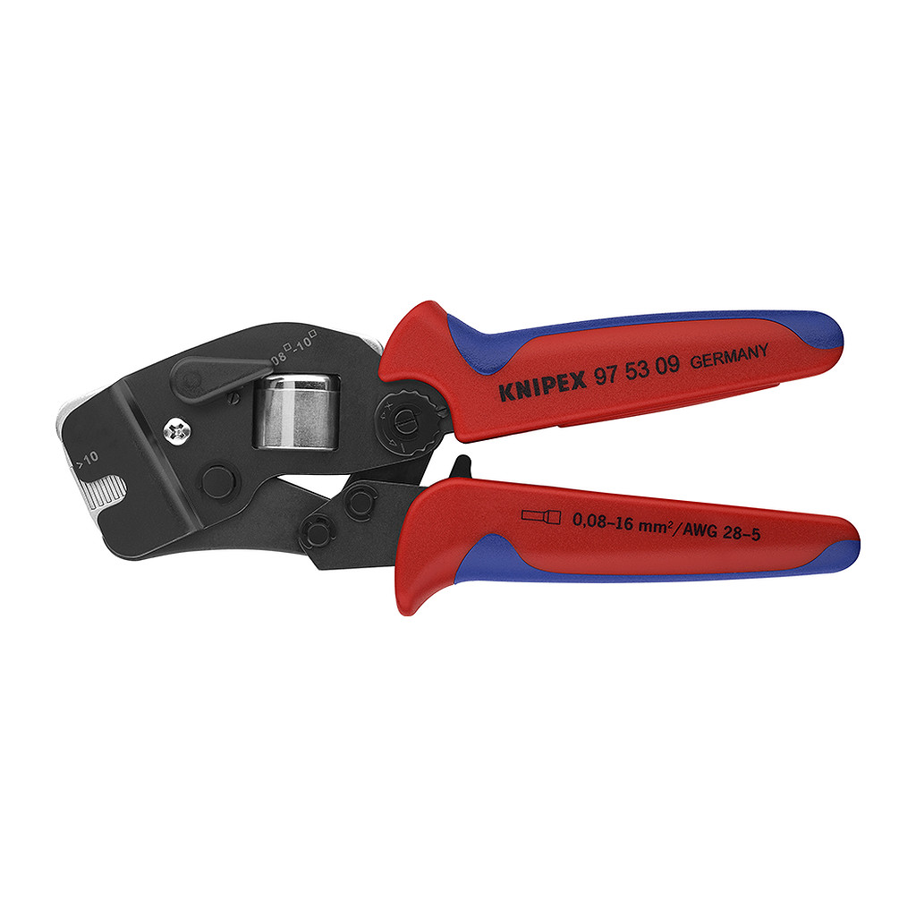 Knipex 97 53 09 - Automatické lisovacie kliešte pre dutinky s predným vkladaním s multi-komponentnými úchopmi leštené 190 mm