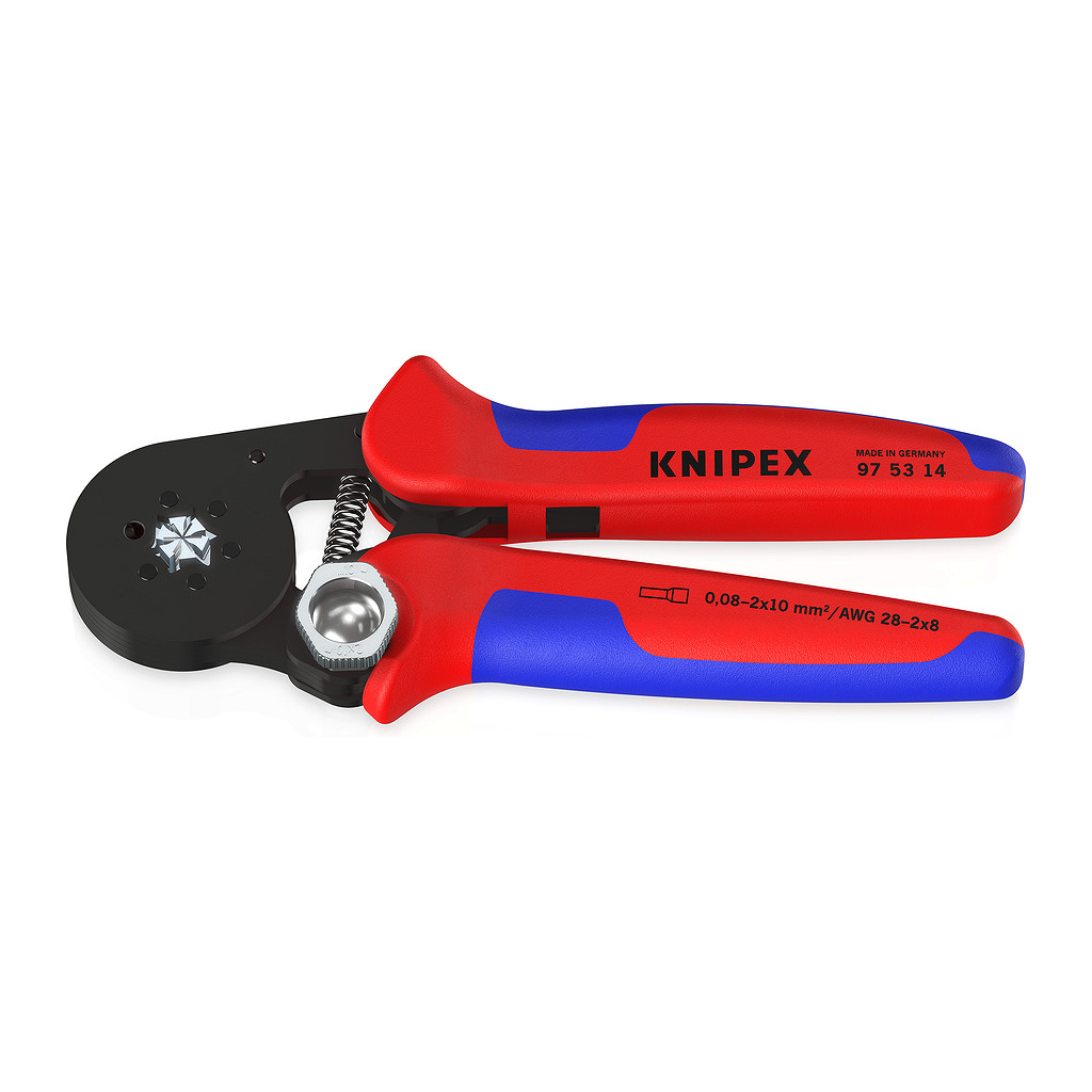 Knipex 97 53 14 - Automatické lisovacie kliešte pre dutinky s bočným prístupom s multi-komponentnými úchopmi leštené 180 mm