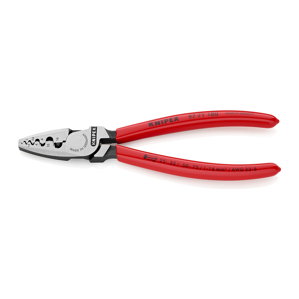 Knipex 97 71 180 - Lisovacie kliešte pre dutinky poplastované 180 mm