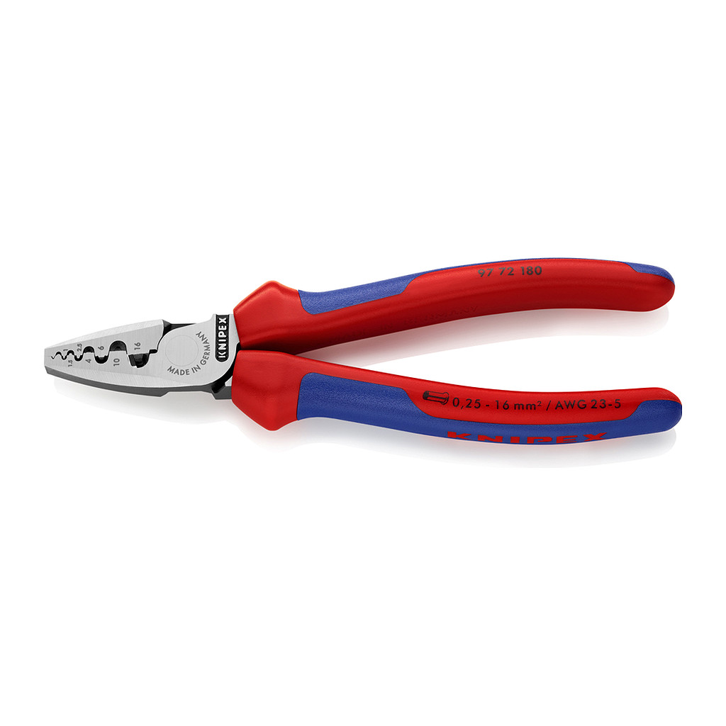 Knipex 97 72 180 - Lisovacie kliešte pre dutinky s multi-komponentnými úchopmi 180 mm