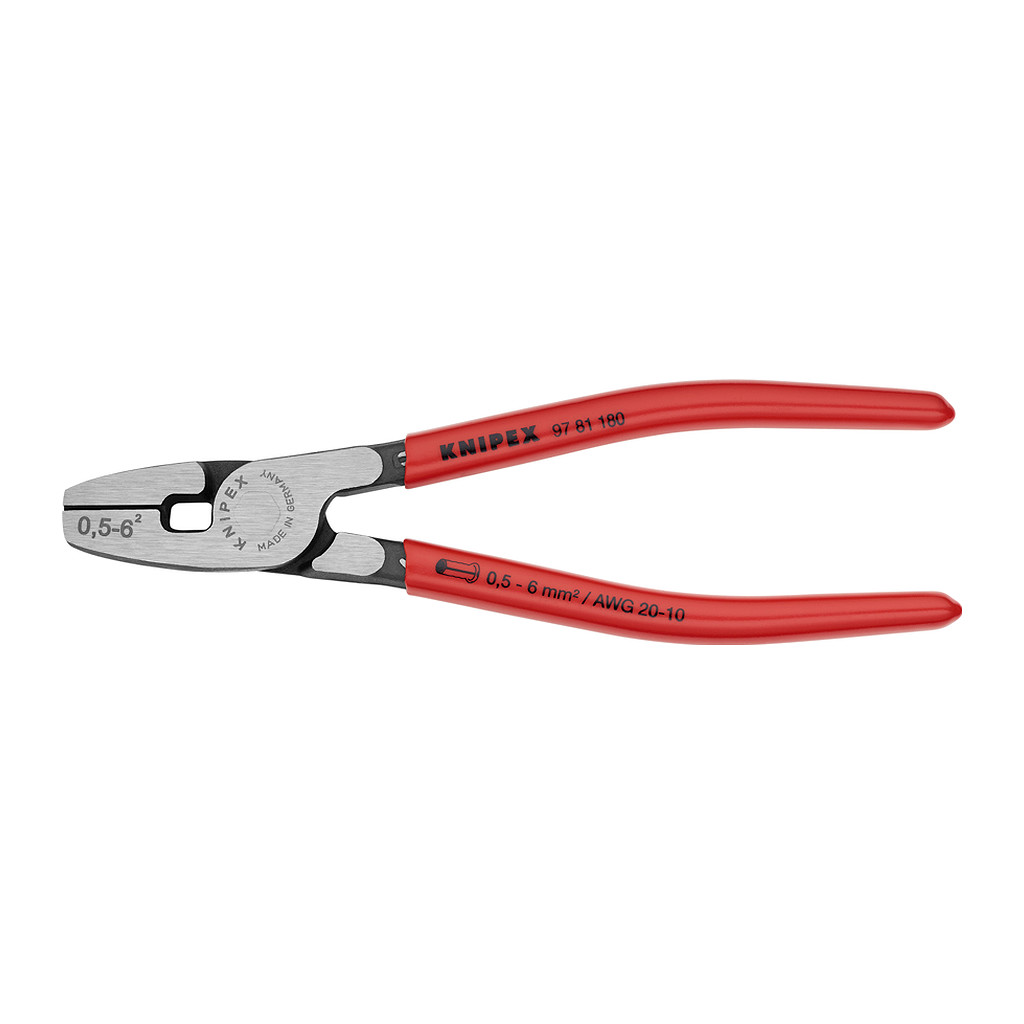 Knipex 97 81 180 - Lisovacie kliešte pre dutinky s predným vkladaním poplastované 180 mm