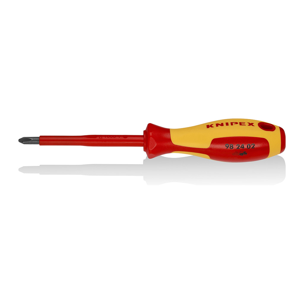 Knipex 98 24 02 - Skrutkovač pre skrutky s krížovou drážkou Phillips® izolovaná multi-komponentná rukoväť, VDE testovaná leštené 212 mm