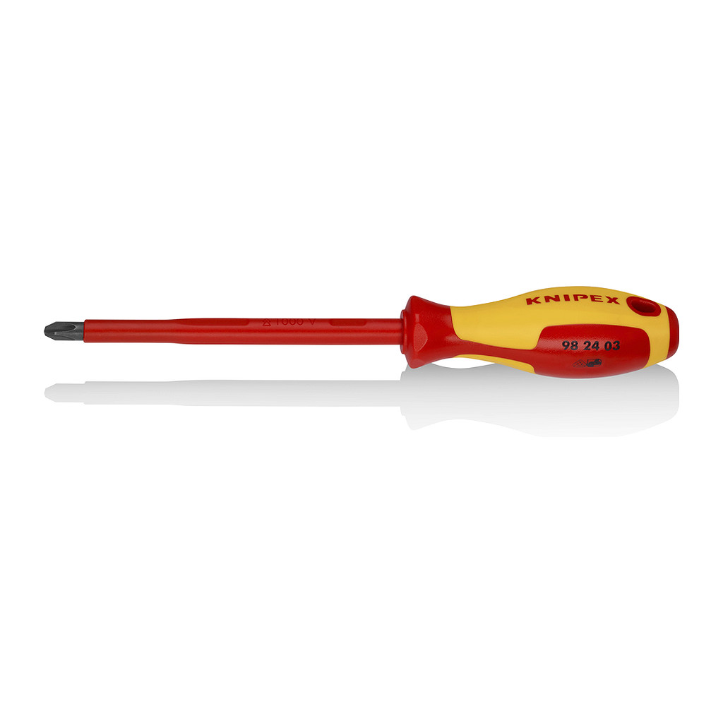 Knipex 98 24 03 - Skrutkovač pre skrutky s krížovou drážkou Phillips® izolovaná multi-komponentná rukoväť, VDE testovaná leštené 270 mm