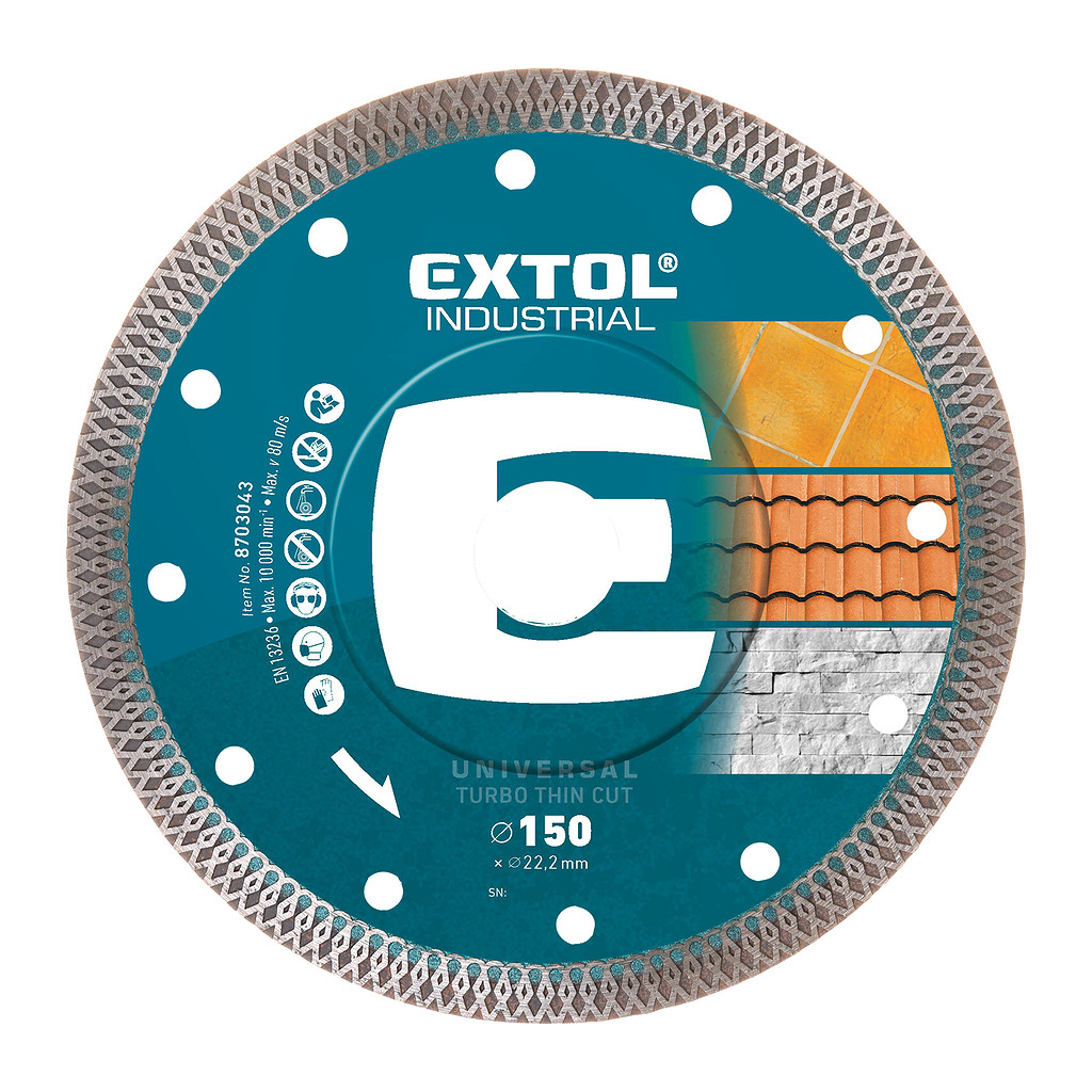 Extol Industrial 8703043 - Kotúč rezný diamantový Turbo Thin Cut, 150mm, suché aj mokré rezanie