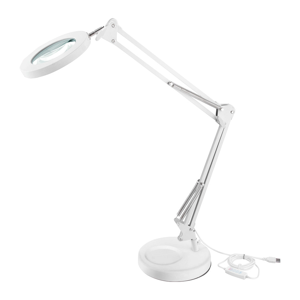 Extol Light 43161 - Lampa stolová s LED a lupou, 2400lm, USB napájanie, biela