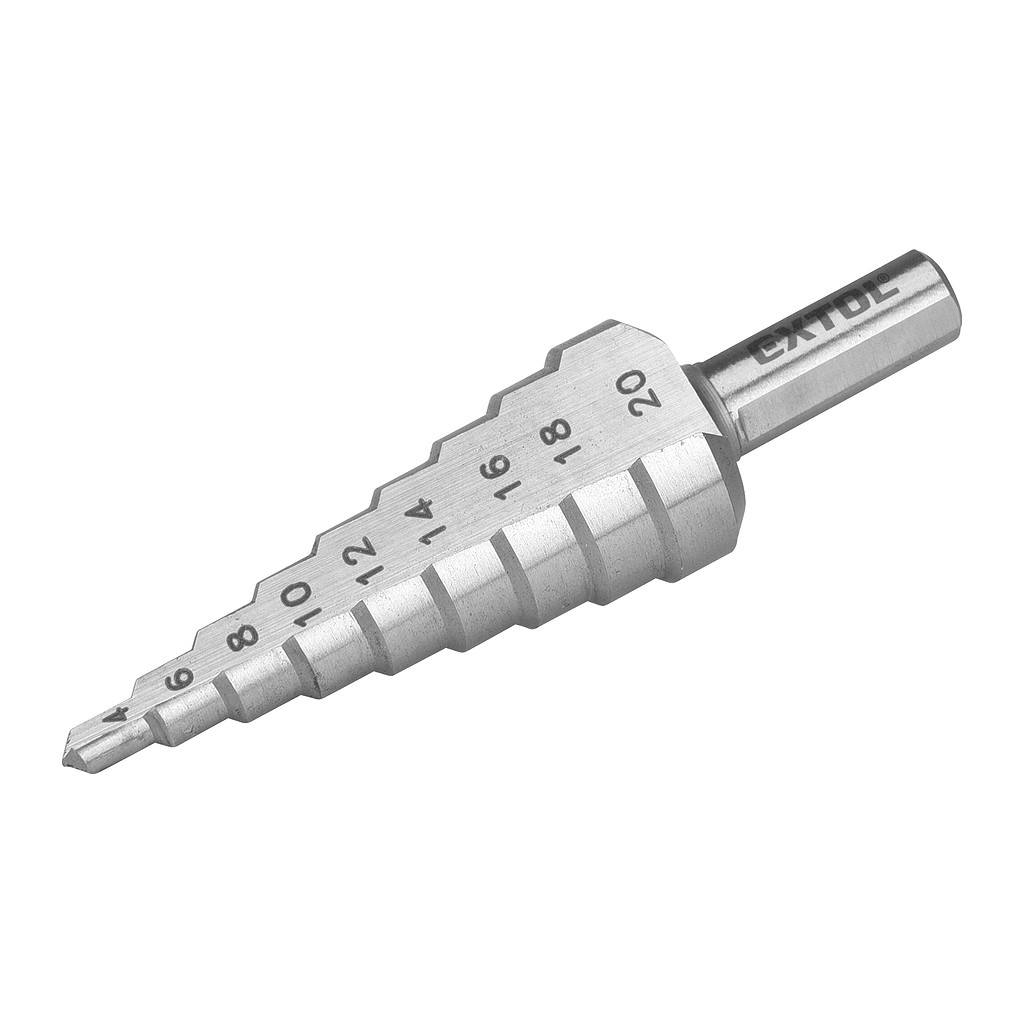 Extol Premium 8801162 - Vrták stupňovitý DIN 1412C, Ø4-20mm, stupňovanie 2mm, 9 otvorov