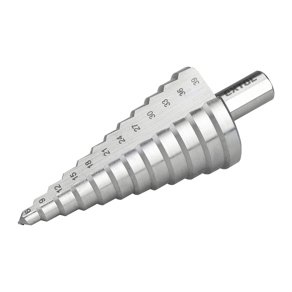 Extol Premium 8801166 - Vrták stupňovitý DIN 1412C, Ø6-39mm, stupňovanie 3mm, 12 otvorov