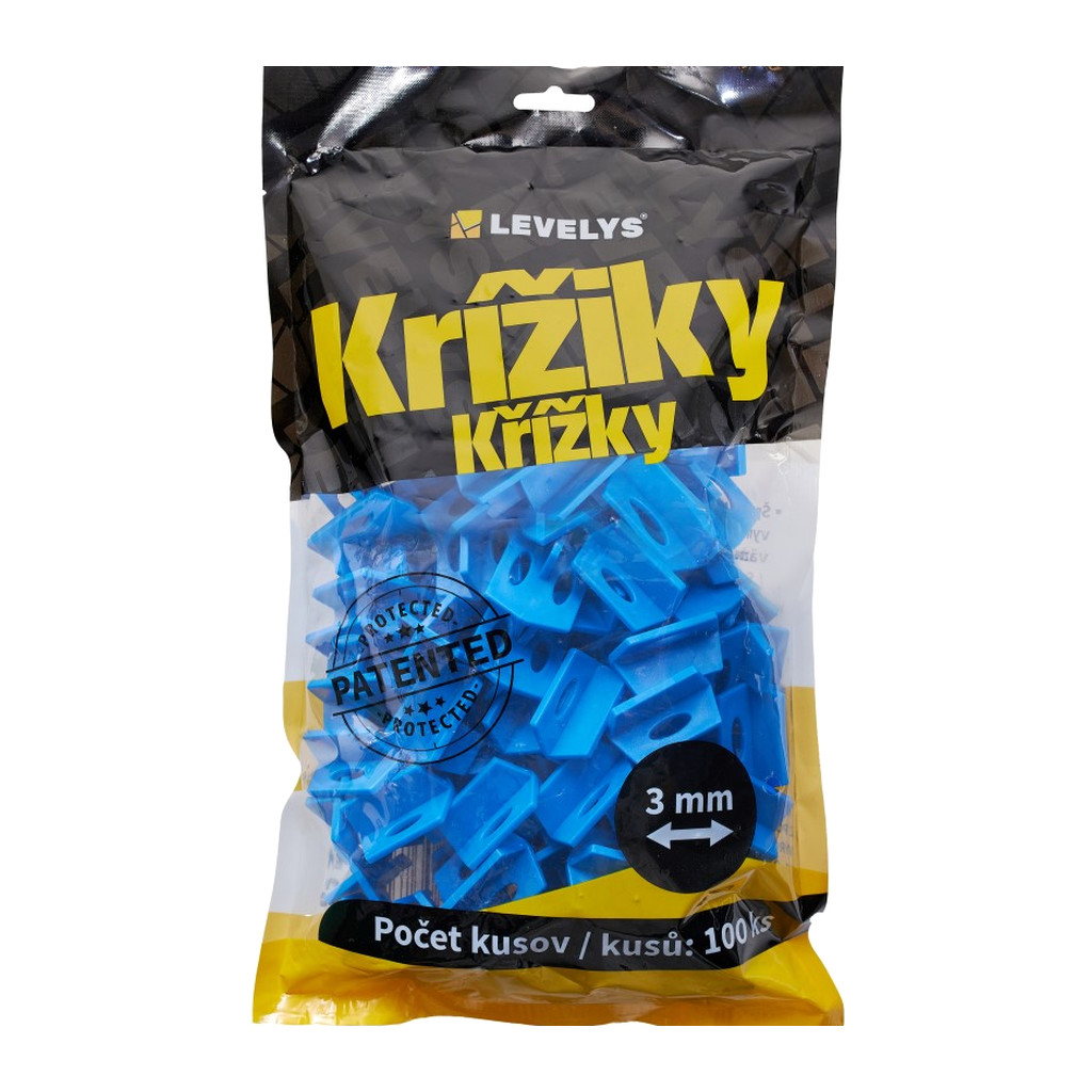 Levelys K8103 - Krížiky 3mm - 100ks, 3 v 1, opakovane použiteľné, ľahké vyberanie zo škár