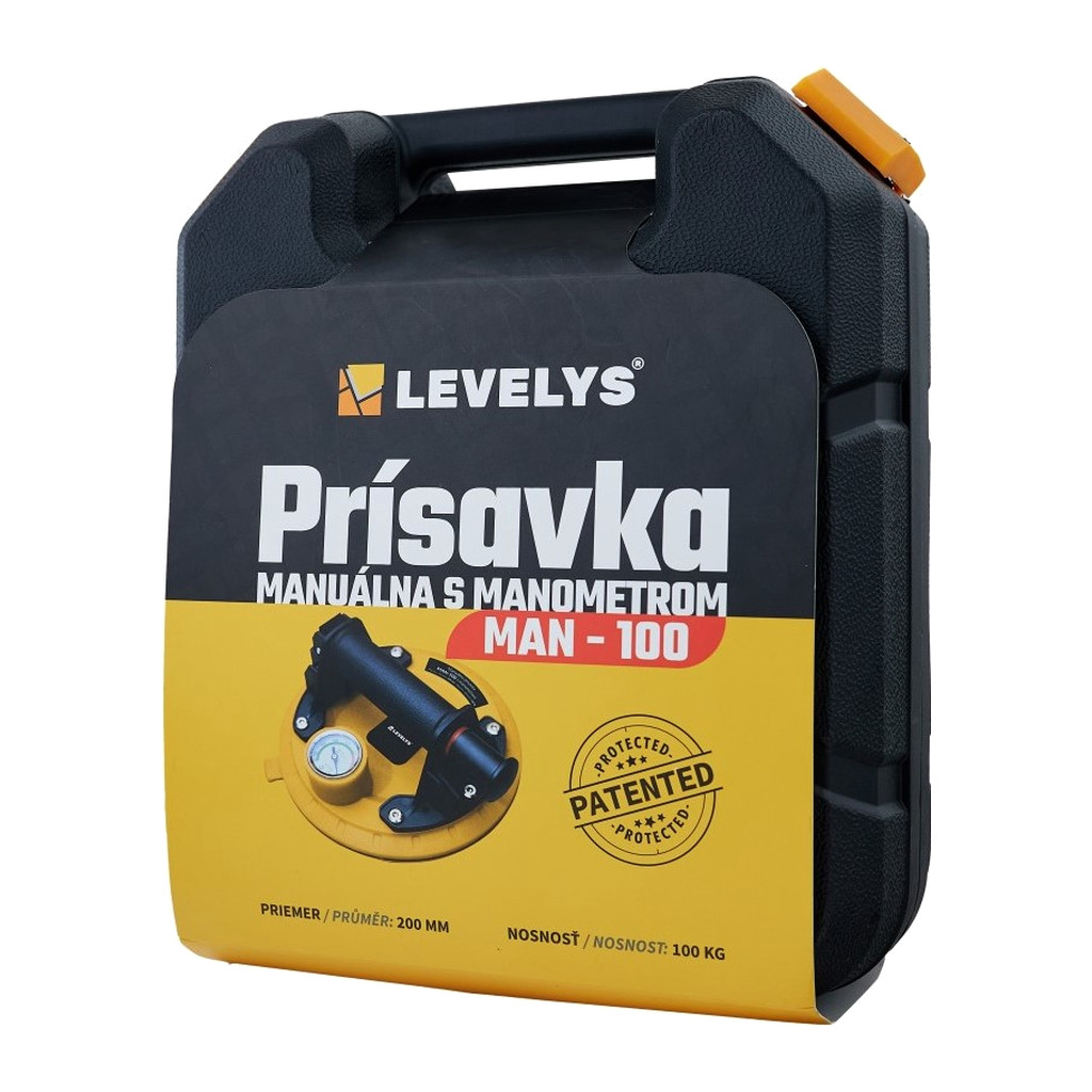 Levelys PMAN100 - Prísavka manuálna s manometrom MAN-100 - max. 100kg, s manometrom pre bezpečné prenášanie