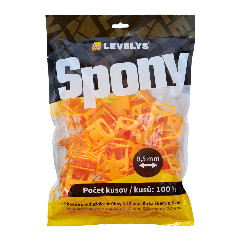 Levelys SP1100.5 - Leveling spony 0,5mm - 100ks, pre dlažbu a obklady hrúbky 3-12mm