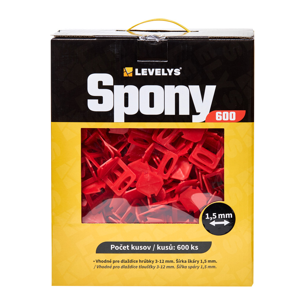 Levelys SP1601.5 - Leveling spony 1,5mm - 600ks, pre dlažbu a obklady hrúbky 3-12mm