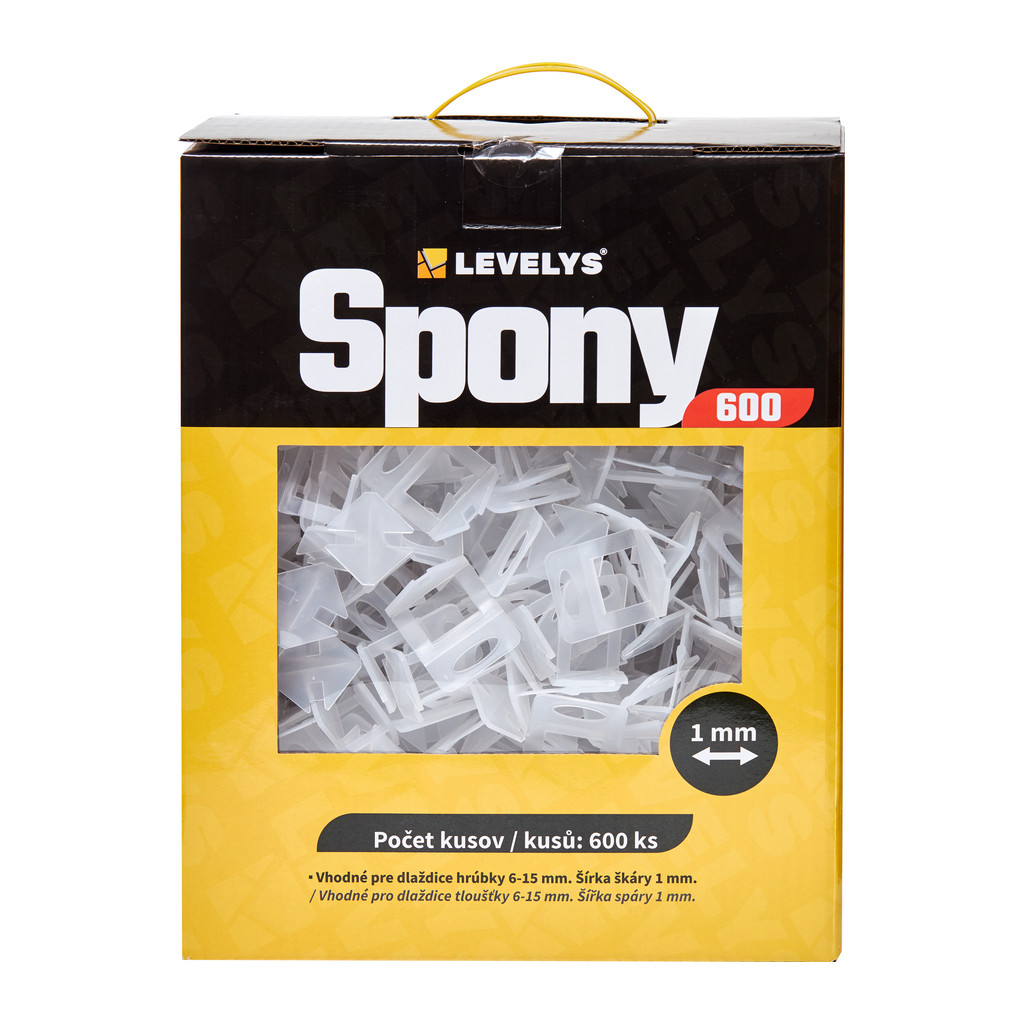 Levelys SP1601 - Leveling spony 1mm - 600ks, pre dlažbu a obklady hrúbky 6-15mm